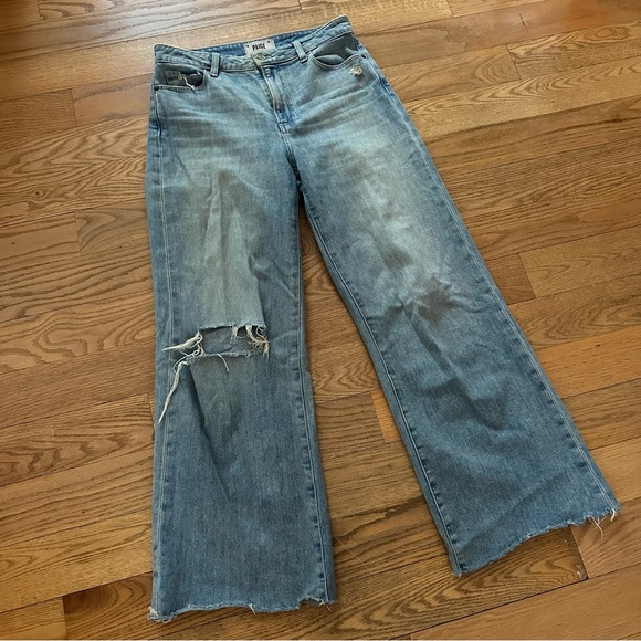 PAIGE Anessa High Rise Ankle Wide Leg Jeans in Kara Destructed Size 26 - Picture 6 of 12